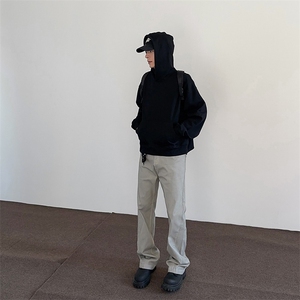美式高街cleanfit脏灰色廓形休闲裤男女直筒微喇潮流vibe风裤子图片
