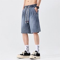 天丝牛仔短裤男夏季薄款2025新款宽松莱赛尔休闲五分裤Z9837-P45，男装牛仔裤，星座509