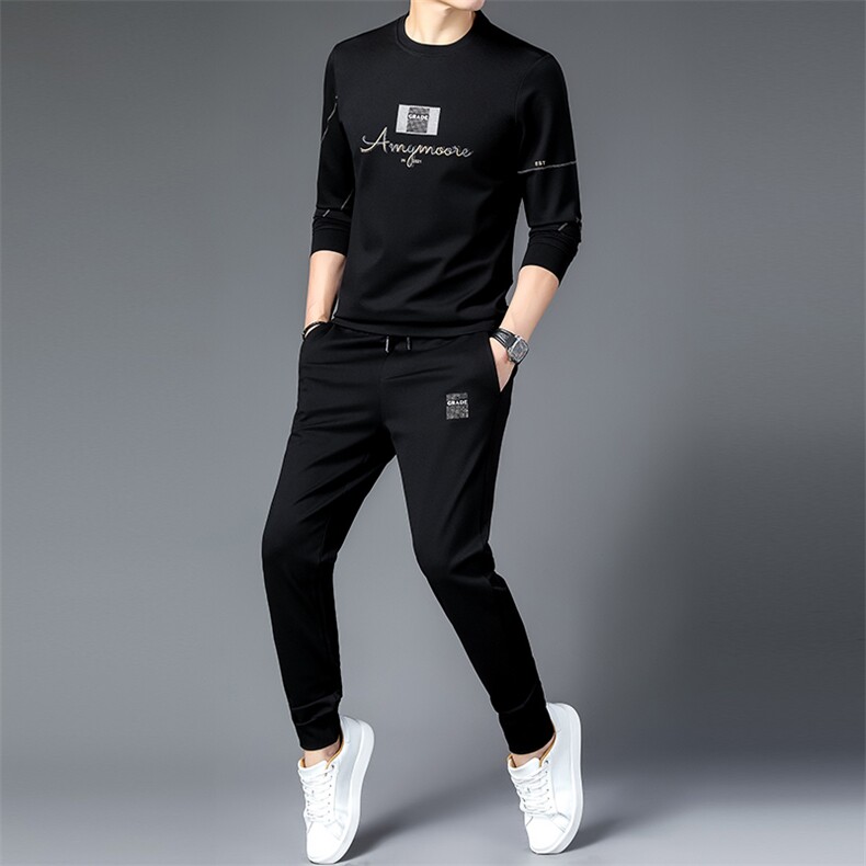 JG-T12秋季2023年新款男士长袖长裤修身休闲时尚卫衣运动套装P126,男装休闲套装,电商B360