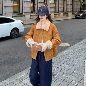 新款 皮毛一体羊羔毛短外套  2D014-10032-P195-K288图片