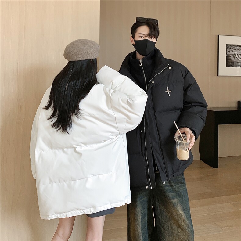 23冬装新款美式假两件四角星棉服情侣棉衣面包服外套男D331P138,男装棉衣,电商A335-1（原A458）