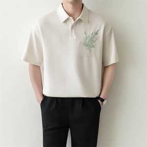 夏男翻领POLO衫拼色男休闲宽松休闲衬衣轻熟风A236-82563-P60