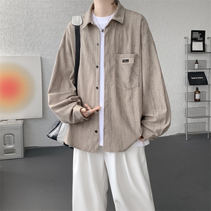 衬衫男秋季新款港风宽松大码灯芯绒扎染长袖衬衣CS3097-P42图片