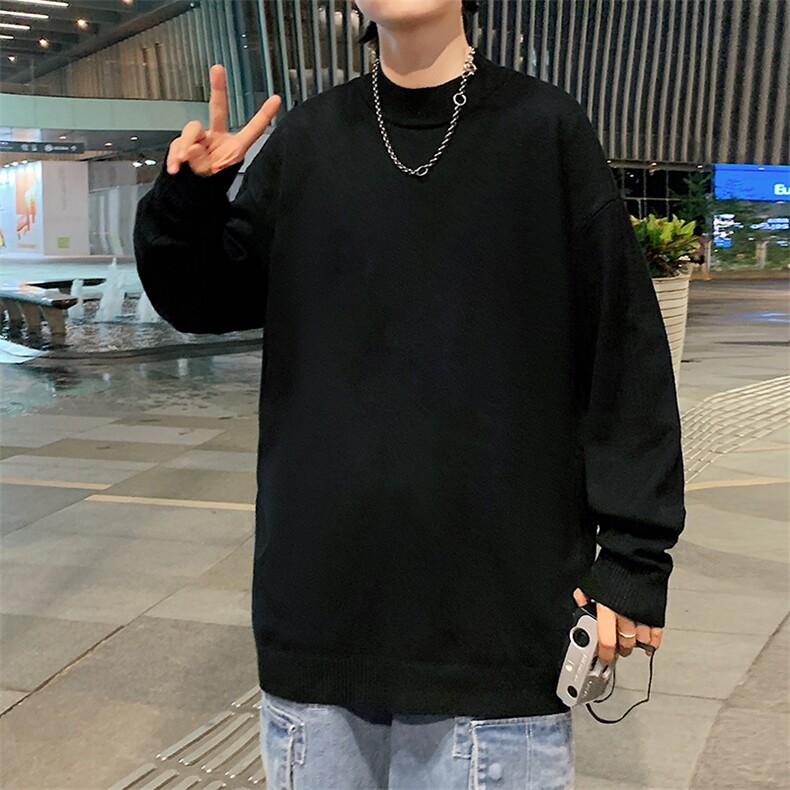 M18099-P45加绒款-P65半高领毛衣男士大码针织衫男毛线衣男,男装针织衫/毛衣,电商A040