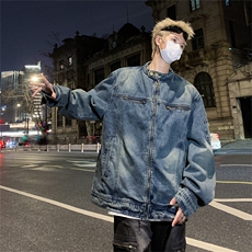 秋季新款港风美式痞帅刺绣拼接立领牛仔夹克外套男潮JK1279-P73，男装夹克，星座313A(原308A-2)