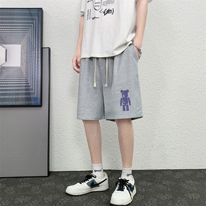 HD74242-P22 华夫格短裤男大码宽松五分裤男直筒中裤图片