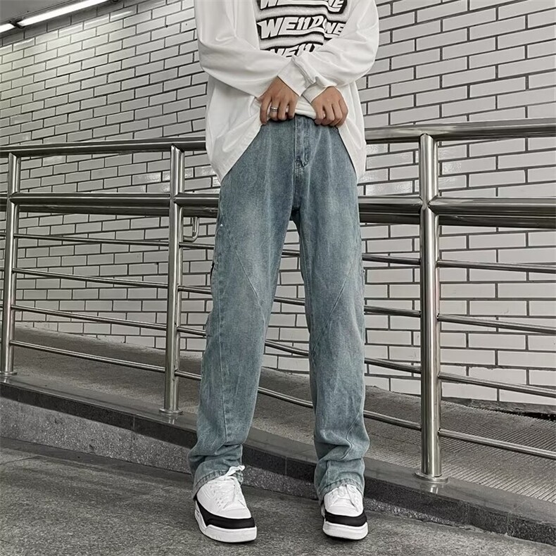 高街牛仔裤男韩版潮流拉链个性帅美式2024冬季ins长裤RK1312-P59,男装牛仔裤,星座412-2