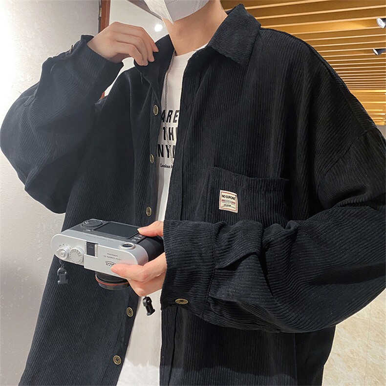 F688P31春夏衬衫灯芯绒外套薄款宽松港风日系男装图片