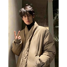 现货MH02-P125设计感无领棉服简约纯色保暖棉衣加厚外套男，男装棉衣，星座1501-3