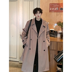 秋冬新款Q2590-TP135198大翻领长款休闲宽松毛呢大衣外套男，男装毛呢大衣，电商A102