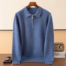 2025百搭时尚拉链polo领针织衫，男装针织衫/毛衣，端硕羊绒