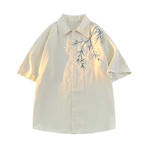控价59风短袖绣花长袖衬衫印花风宽松版型百搭衬衫CS931P40图片