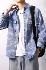 秋季流行男牛仔衬衣宽松休闲长袖衬衫外套XZ310B-3-CY959-P60，男装衬衫，星座310B-3