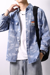 秋季流行男牛仔衬衣宽松休闲长袖衬衫外套XZ310B-3-CY959-P60图片
