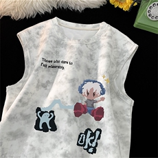 得物品质重磅脏脏扎染宽松圆领马甲背心B219A-ZBX10-P25限38，男装背心/马甲，电商B219A