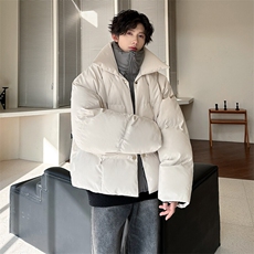 秋冬假两件撞色立领纯色休闲百搭加厚棉衣外套A071-Y50-P138，男装棉衣，电商A071