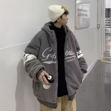 气质日系慵懒新款潮流文艺流行时尚百搭简约上衣羊羔绒外套，男装工装外套，星座1013