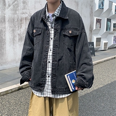 港风秋季新款外套宽松韩版上衣简单百搭休闲牛仔夹克男JK206/P55，男装夹克，电商D202-1