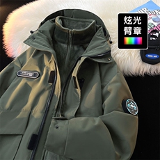 冲锋衣三合一可拆卸秋冬季户外发光臂章登山服外套CZ3458P130，男装夹克，电商A128