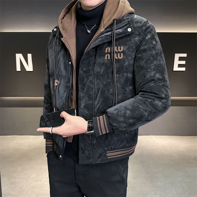 假两件连帽羽绒服男款冬季2025新款修身外套C317-Y5515-P215,男装羽绒服,电商C317