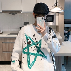 ！2023秋冬新款男士五角星扎染印花毛衣圆领针织衫M313P65，男装针织衫/毛衣，电商B220