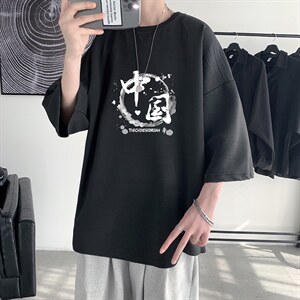 Q11134-P30 春夏季七分袖t恤男大码五分袖男短袖中袖图片
