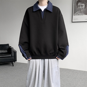 8XL-M 美式拼接新款翻领高级感衬衫领运动上衣长袖卫衣男WY26P68图片