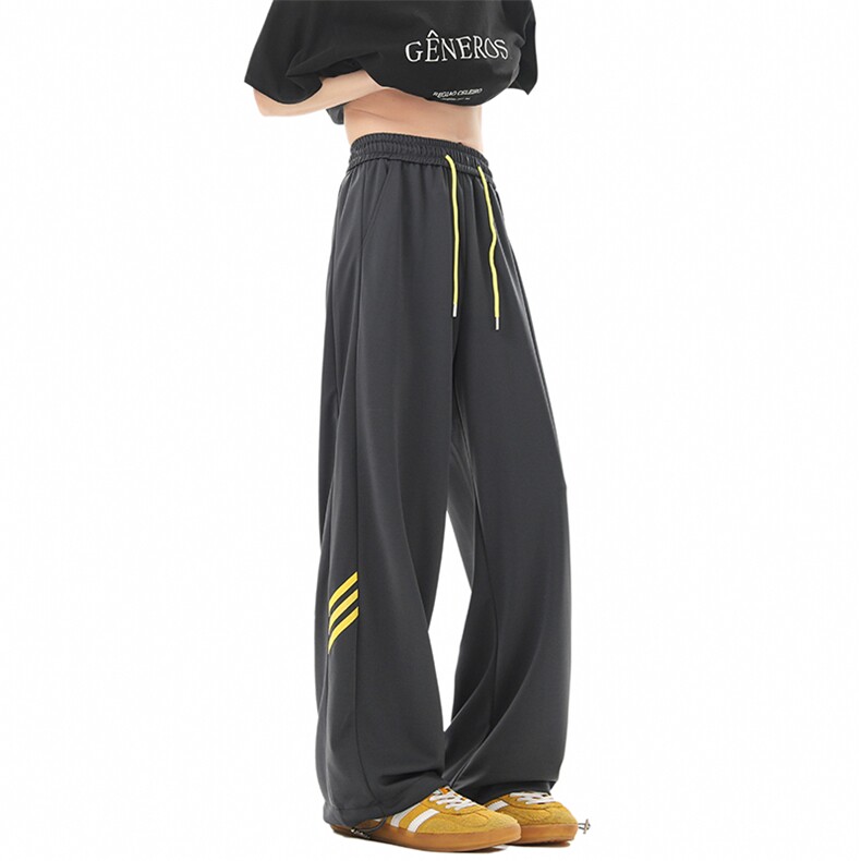 美式高腰三条杠休闲裤男2026宽松慵懒风直筒卫裤25XK67062特批35，男装休闲裤，电商A042