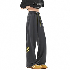 美式高腰三条杠休闲裤男2026宽松慵懒风直筒卫裤25XK67062特批35，男装休闲裤，电商A042