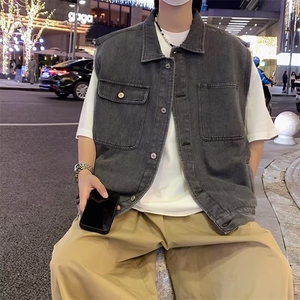 标准简约潮流潮文艺日系百搭原宿青春流行翻领马甲男时尚8020 P50图片