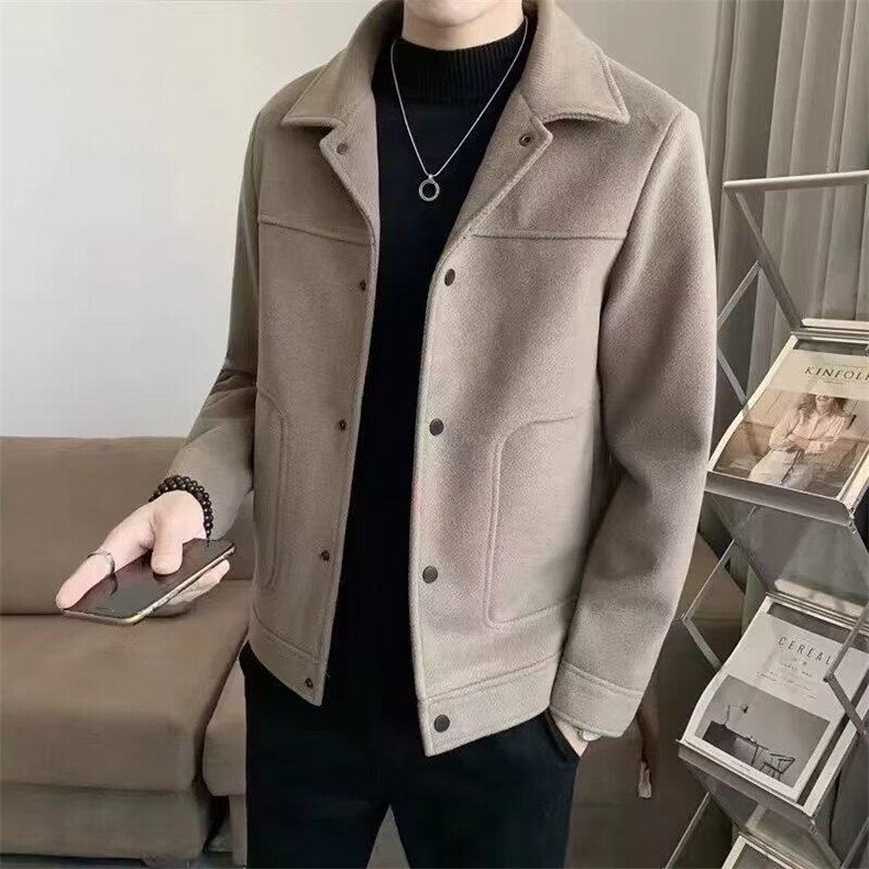6650翻领新款外穿简约潮厚款标准青春流行百搭ins潮流男长袖夹克图片
