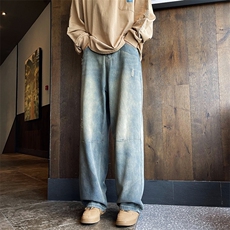 潮流美式高街痞帅宽松百搭牛仔裤N0642-P43，男装牛仔裤，星座308B-1