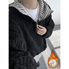 WY10183-特P52加绒特P62雪尼尔撞色连帽卫衣鱼骨纹重磅大码外套，女装短外套，电商A059