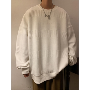 S8009/P35秋装新款现货港风暖色调个性提花卫衣男上衣T恤外套男,胖女孩职业装搭配图片