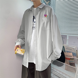 20港风新款男女情侣蝴蝶反光印花衬衫学生衬衣外套504-W2035-P32图片