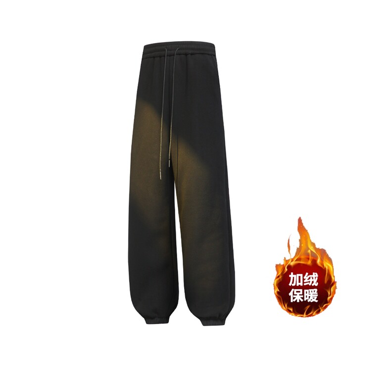 得物抖音二开大货在仓纯色加绒加厚400G卫裤束脚休闲裤K2501-P45,男装休闲裤,星座201-4