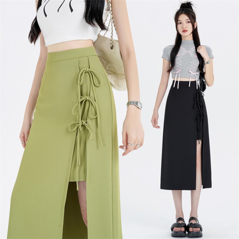 半身裙女夏季2024新款高腰半裙小个子直筒包臀西装a字中长裙，女装半身裙，梦白服饰厂