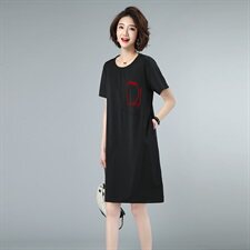 2021夏款新款拼接大码女装连衣裙237款，女装连衣裙，秋牧寒烟