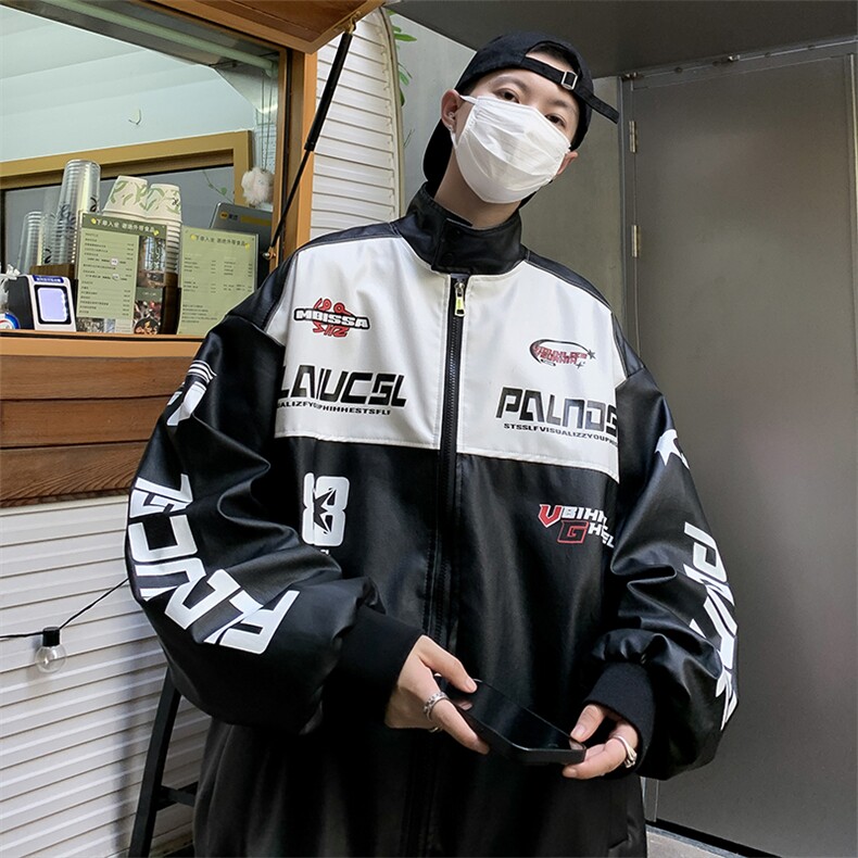 街头赛车服外套秋季棒球服潮牌痞帅PU皮夹克机车服W7886-P70,男装夹克,星座512-4