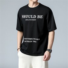 主推男装2024新款夏季宽松短袖T恤男运动休闲时尚潮男士体恤衫P55，男装T恤，钱塘6003A(原)4033A