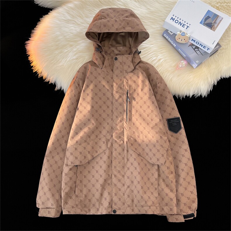 春秋新款连帽工装夹克冲锋衣港风简约宽松大码外套JK88888-P40,男装夹克,电商A128