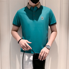 2023轻熟风休闲时尚刺绣短袖百搭翻领T恤拼色POLO衫男T2302-P45，男装T恤，电商A413