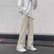 2025春夏季新款直筒裤男潮牌嘻哈设计开叉排扣裤纹理美式运动裤子，女装休闲裤，星座516A