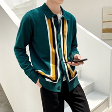 春秋新款高级设计感开衫毛衣男士潮牌拼色针织衫潮流外套MB01，男装针织衫/毛衣，星座1116A-2（原606A-1）