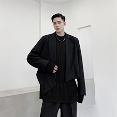 新款黑色超短不对称小西服百搭西装外套潮男A345-239-P110，男装西服套装，电商A345