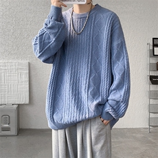 8XL-M圆领毛衣男秋冬季宽松慵懒套头麻花针织衫毛线衣MY19005P68，男装针织衫/毛衣，电商B312