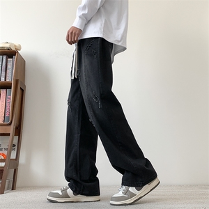 S-3XL 夏季薄款冰丝裤直筒宽松破洞牛仔裤 310A-2 BK312 p55 控78图片