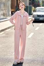 2025年春季新款休闲时尚开衫卫衣连帽外套裤子两件套现货，女装套装/套裙，辉煌依升