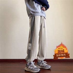 新款束脚裤冬季加绒加长潮款大码休闲卫裤图片
