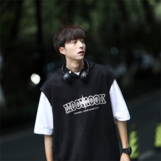 麂皮绒连帽背心坎肩男T恤美式港风JLB3175-P30控48，男装背心/马甲，电商B370